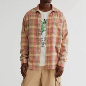 Urban Outfitters | BDG Vintage Core Flannel Buttondown Shirt New Orange Plaid